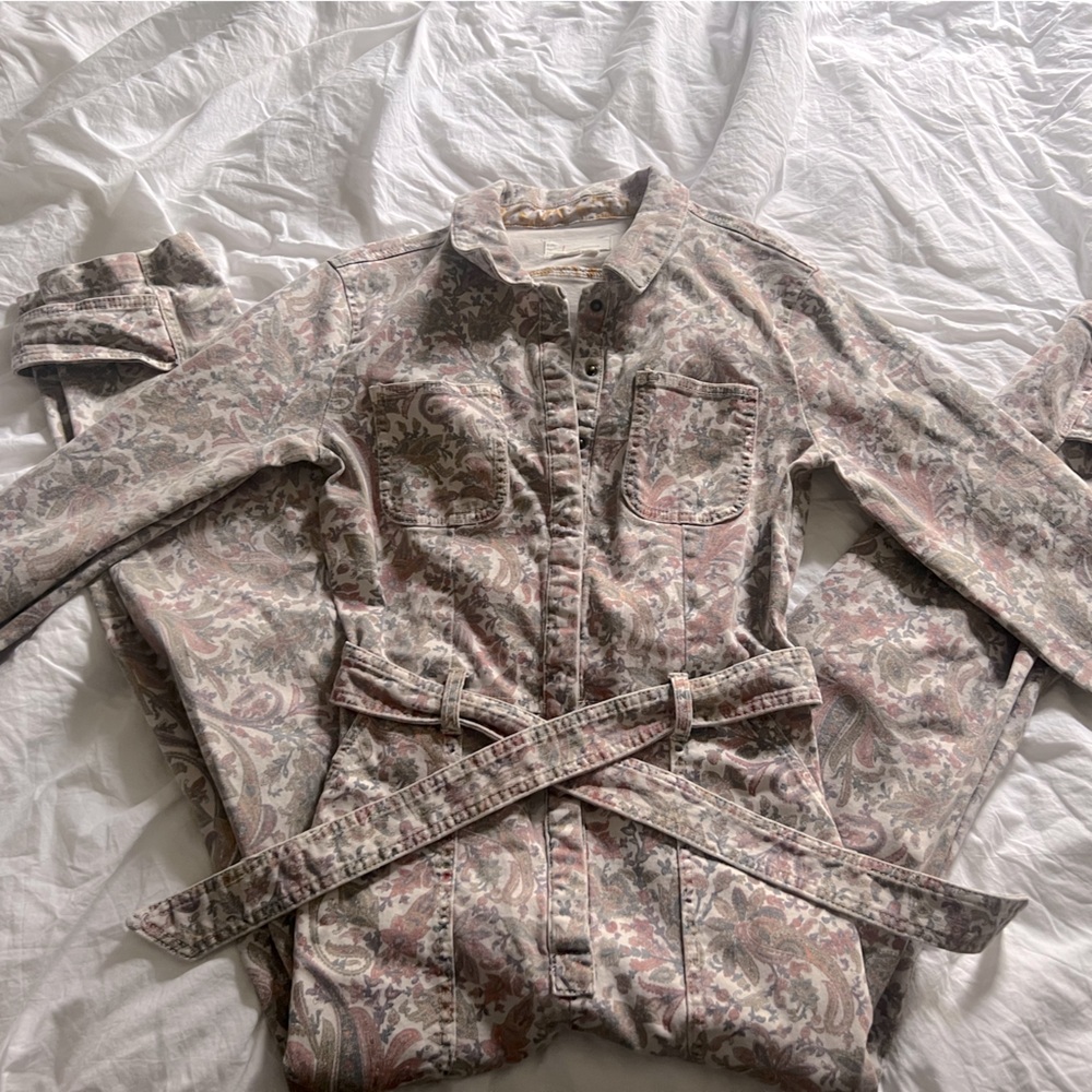 Anthropologie paisley print utility jump suit. Size xs.